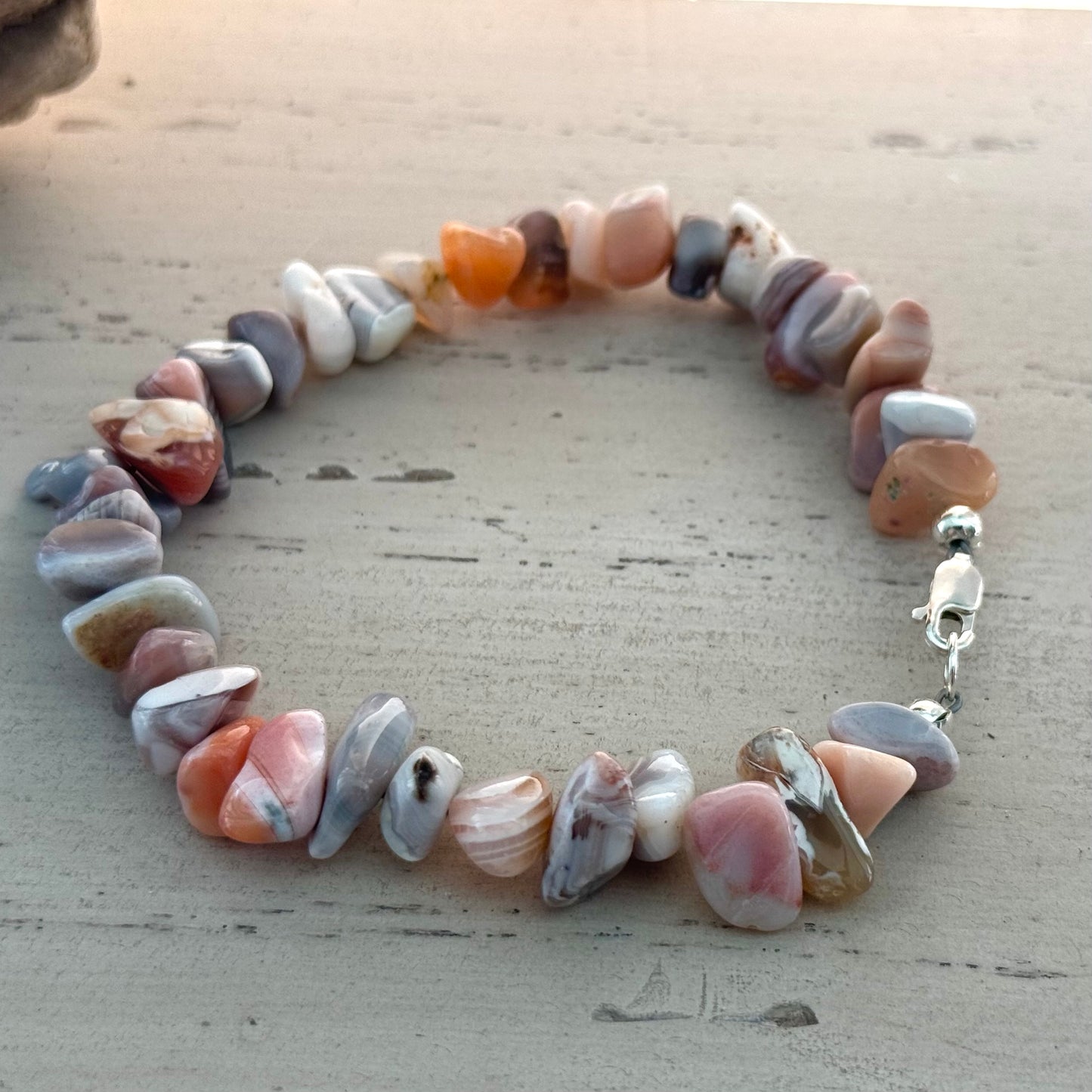 Pink Botswana Agate Chip Bracelet