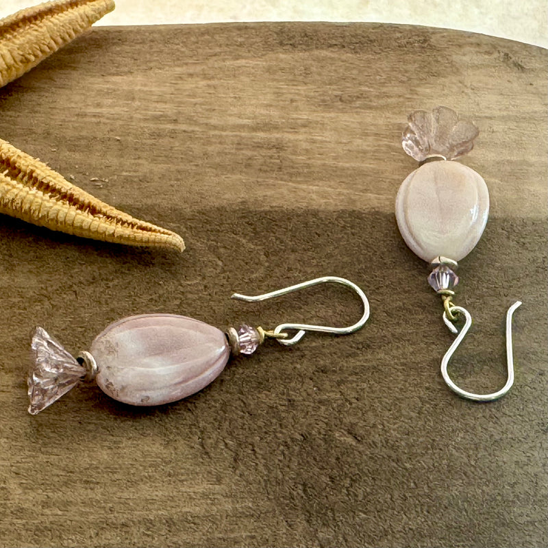 Pink Shell Earrings in Sterling Silver