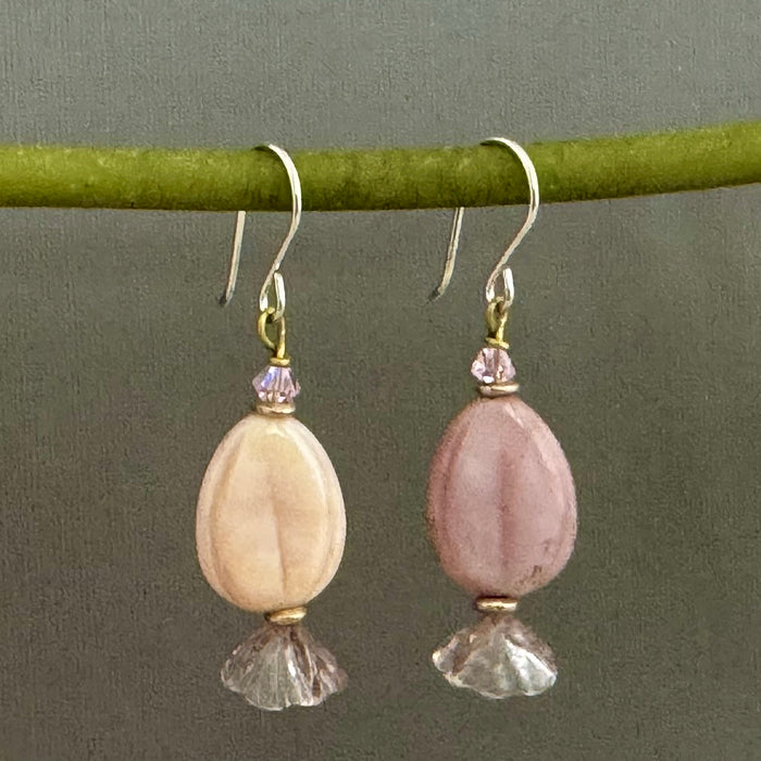 Pink Shell Earrings in Sterling Silver