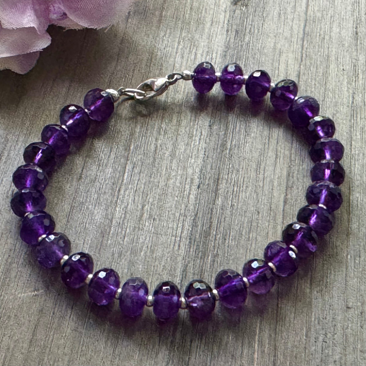 Amethyst Rondell Bracelet in Sterling Silver