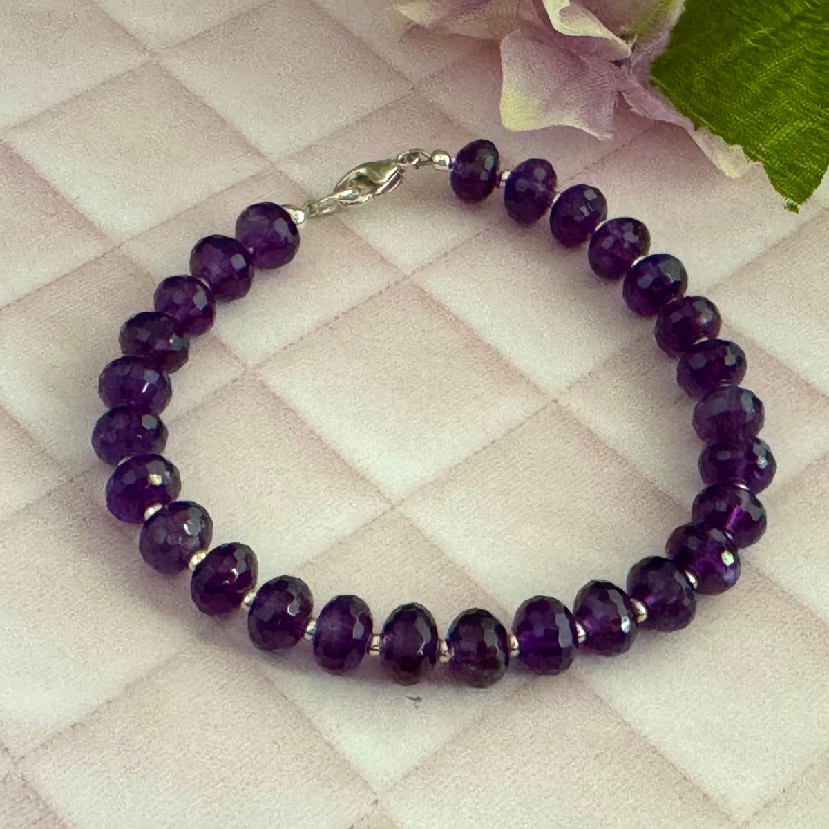 Amethyst Rondell Bracelet in Sterling Silver