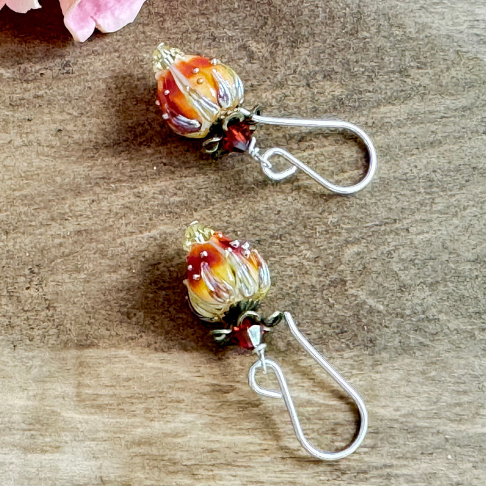 Orange Handmade Lampwork Earrings in Sterling Silver