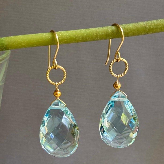 Huge Pale Blue Topaz Earrings in 14K Gold Fill