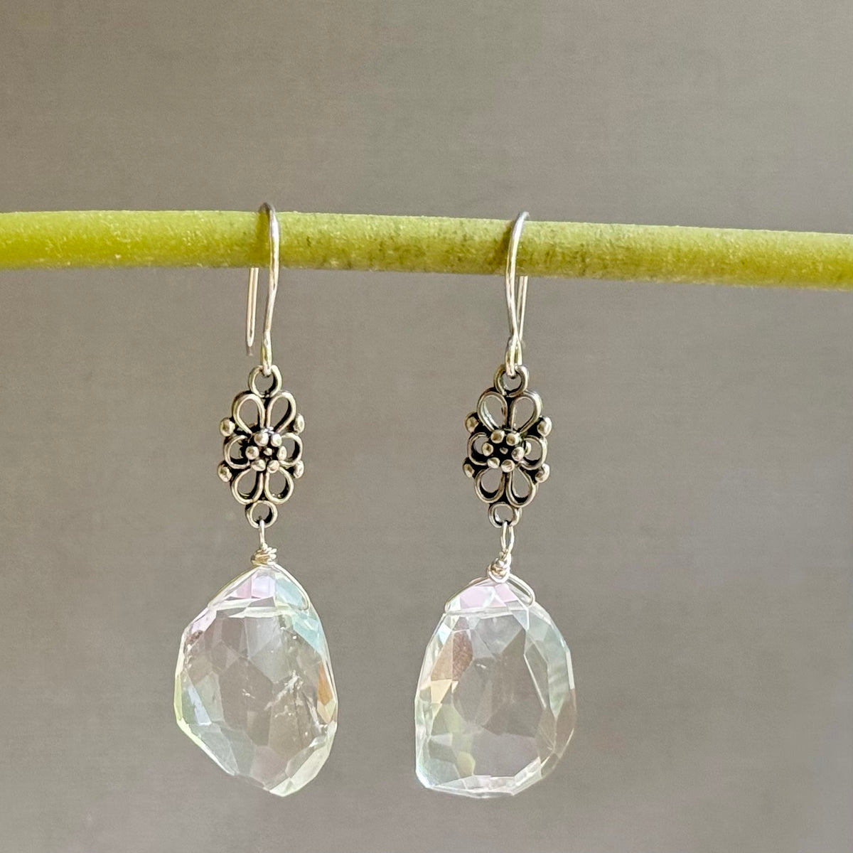 Crystal Quartz Nugget Earrings in Sterling Silver