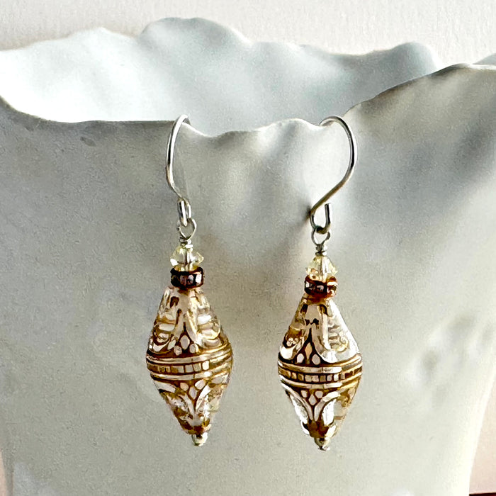 Gold Acrylic Earrings in Sterling Silver
