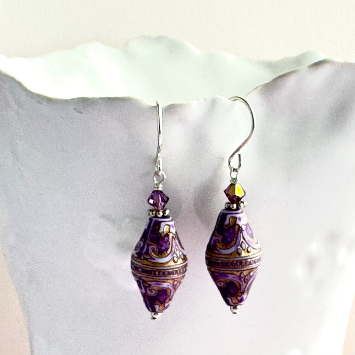 Lavender Acrylic Earrings in Sterling Silver