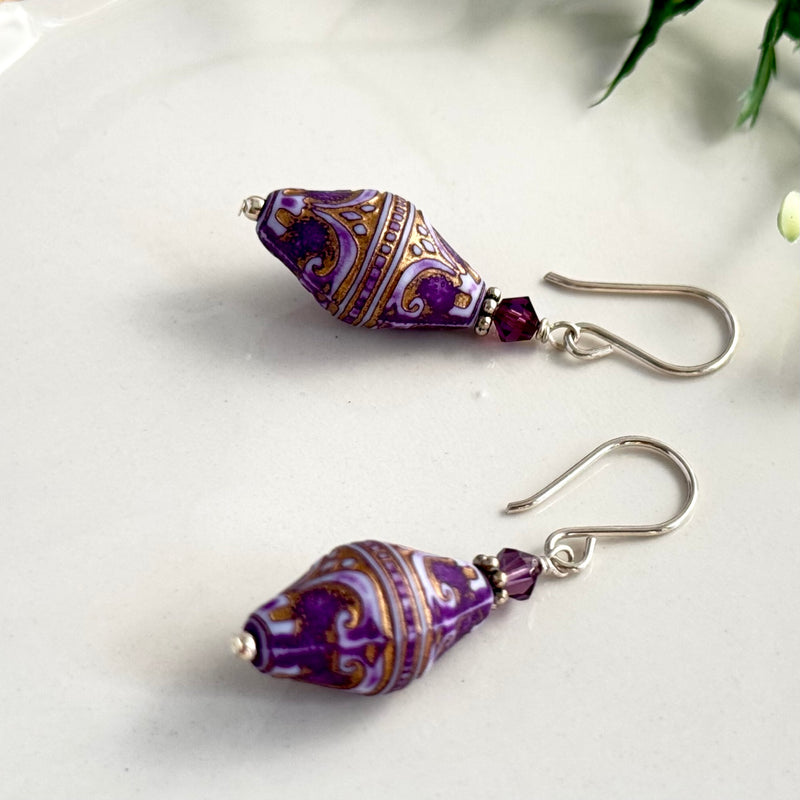 Lavender Acrylic Earrings in Sterling Silver