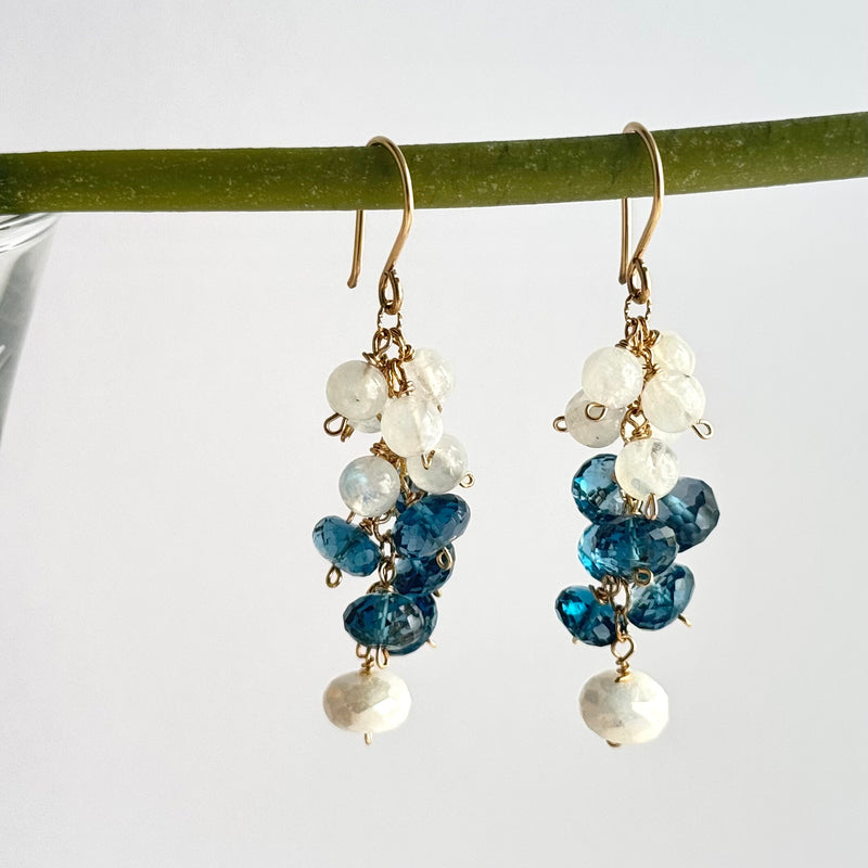 London Blue Topaz and Moonstone Earrings in 14K Gold Fill