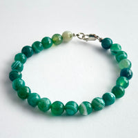 Green Banded Agate Bracelet in Sterling Silver