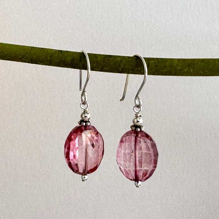 Mystic Pink Quartz Earrings in Sterling Silver