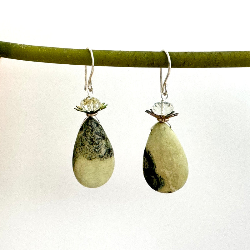 Green Jasper and Prasiolite Earrings in Sterling Silver