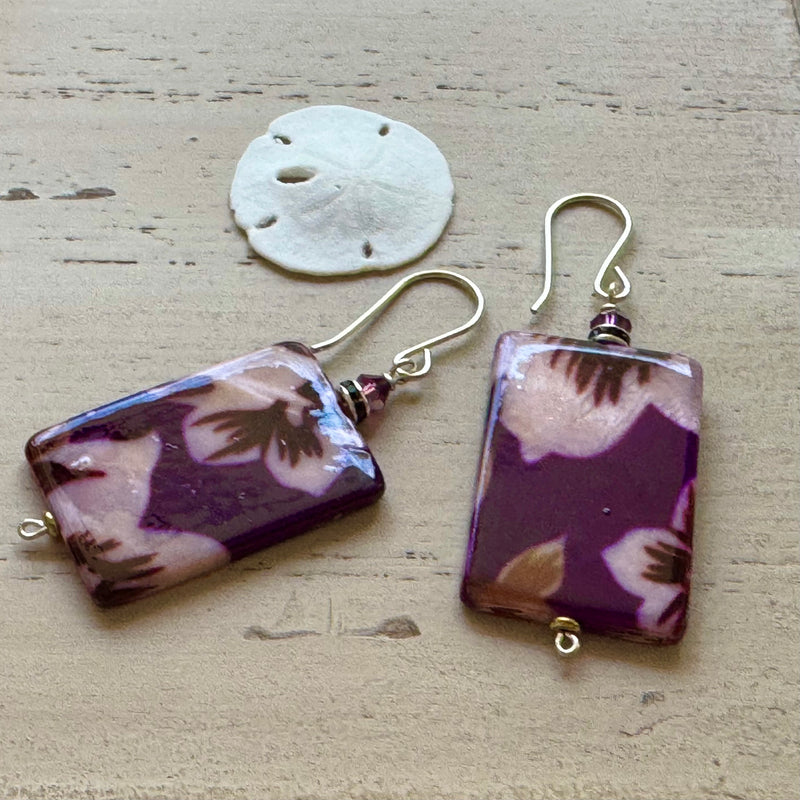 Purple Shell Earrings in Sterling Silver