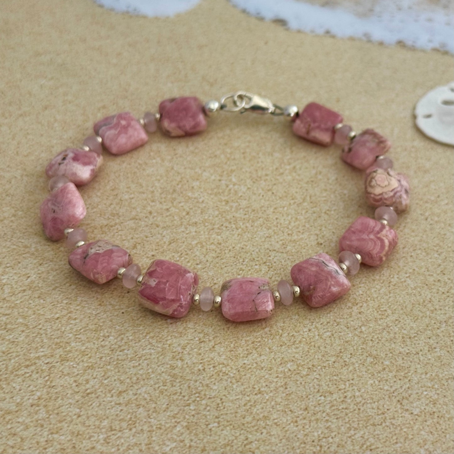 Rhodochrosite Bracelet in Sterling Silver