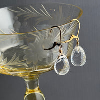 Large Crystal Quartz Briollet Earrings in Gold Fill