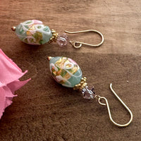 Seafoam Green Wedding Cake Earrings in 14K Gold Fill