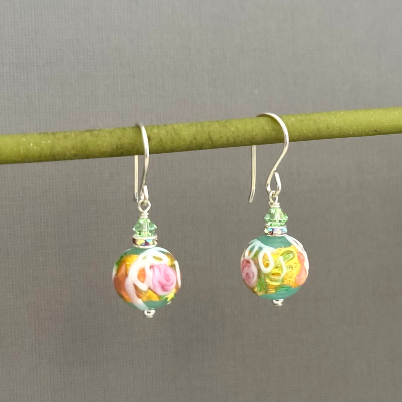 Sea Foam Round Murano Wedding Cake Opaque  in Sterling Silver