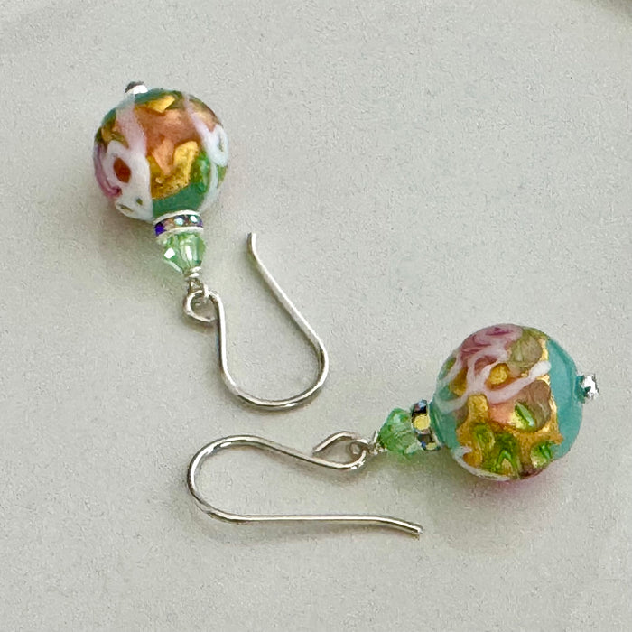 Sea Foam Round Murano Wedding Cake Opaque  in Sterling Silver