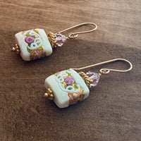 Murano White Wedding Cake Earrings in 14K Gold Fill