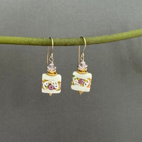 Murano White Wedding Cake Earrings in 14K Gold Fill