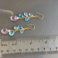 Swiss Blue Topaz and Pink Amethyst Earrings in 14K Gold Fill
