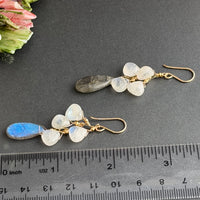 Large Labradorite and White Moonstone Earrings in 14K Gold Fill