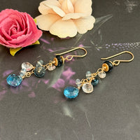 Swiss Blue and London Blue Topaz Earrings in 14K Gold Fill