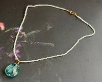 Huge Swiss Blue Topaz Pendant and Amazonite Necklace