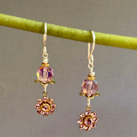 Vintage Light Pink Swarovski Crystal Drop Earrings