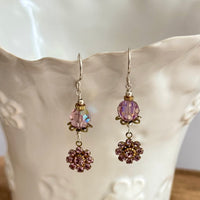 Vintage Light Pink Swarovski Crystal Drop Earrings