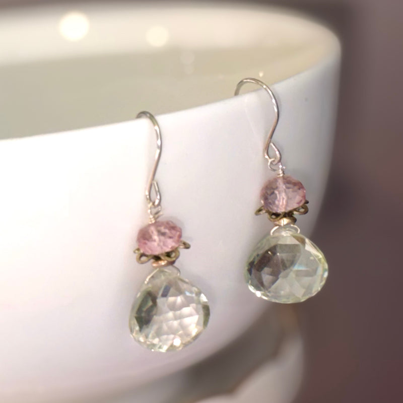 Prasiolite Earrings in Sterling Silver