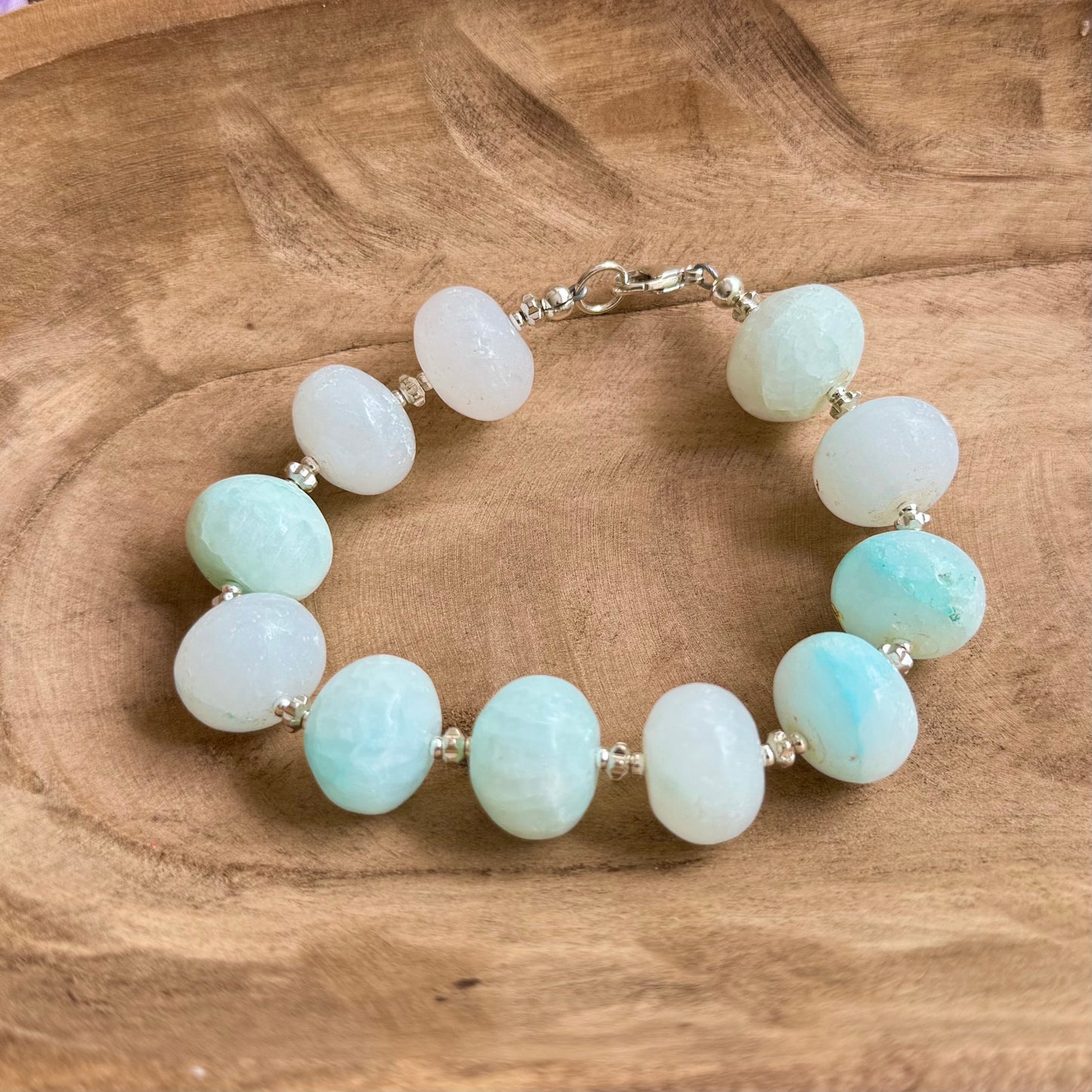 Amazonite Rondell Bracelet in Sterling Silver