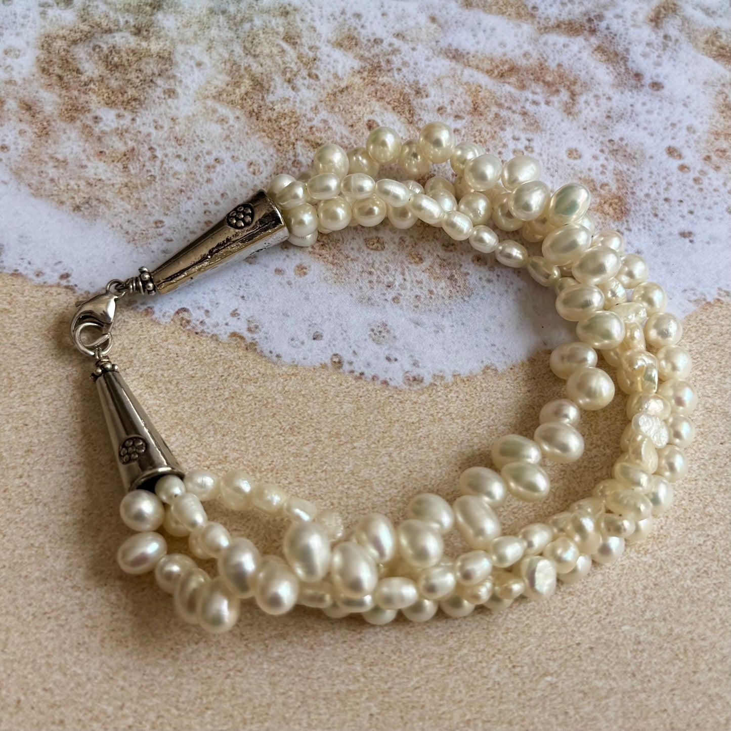 Freshwater Pearl Multi-Strand Bracelet in Sterling Silver