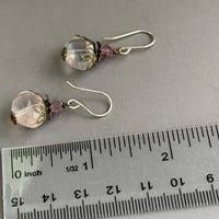 Vintage Rose Quartz Nugget Earrings in Sterling Silver