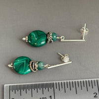 Malachite Drop Earrings in Sterling Silver
