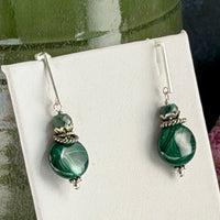Malachite Drop Earrings in Sterling Silver