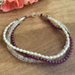 3-Strand Freshwater Pearl and Gemstone Bracelet in Sterling Silver