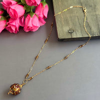 German Round Gold Foil Pendant Necklace in 14K Gold Fill