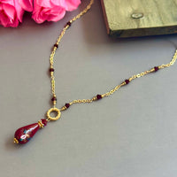 Vintage Czech Glass Lampwork Pendant Necklace in 14K Gold Fill