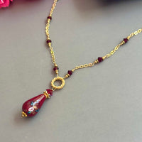 Vintage Czech Glass Lampwork Pendant Necklace in 14K Gold Fill