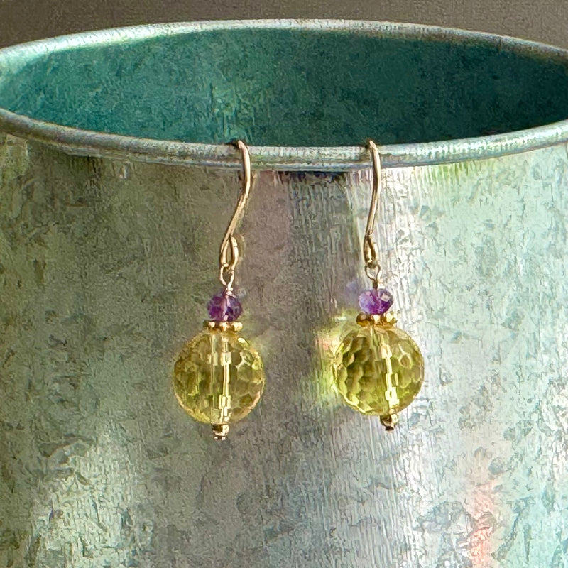 Citrine and Amethyst Earrings in 14K Gold Fill