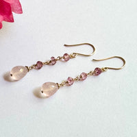Rose Quartz and Pink Topaz Dangle Earrings in 14K Gold Fill