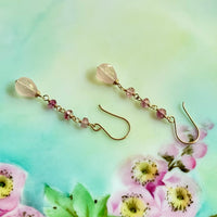 Rose Quartz and Pink Topaz Dangle Earrings in 14K Gold Fill