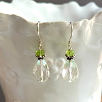 Pineapple Quartz and Peridot Earrings in Sterling Silver