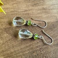 Pineapple Quartz and Peridot Earrings in Sterling Silver