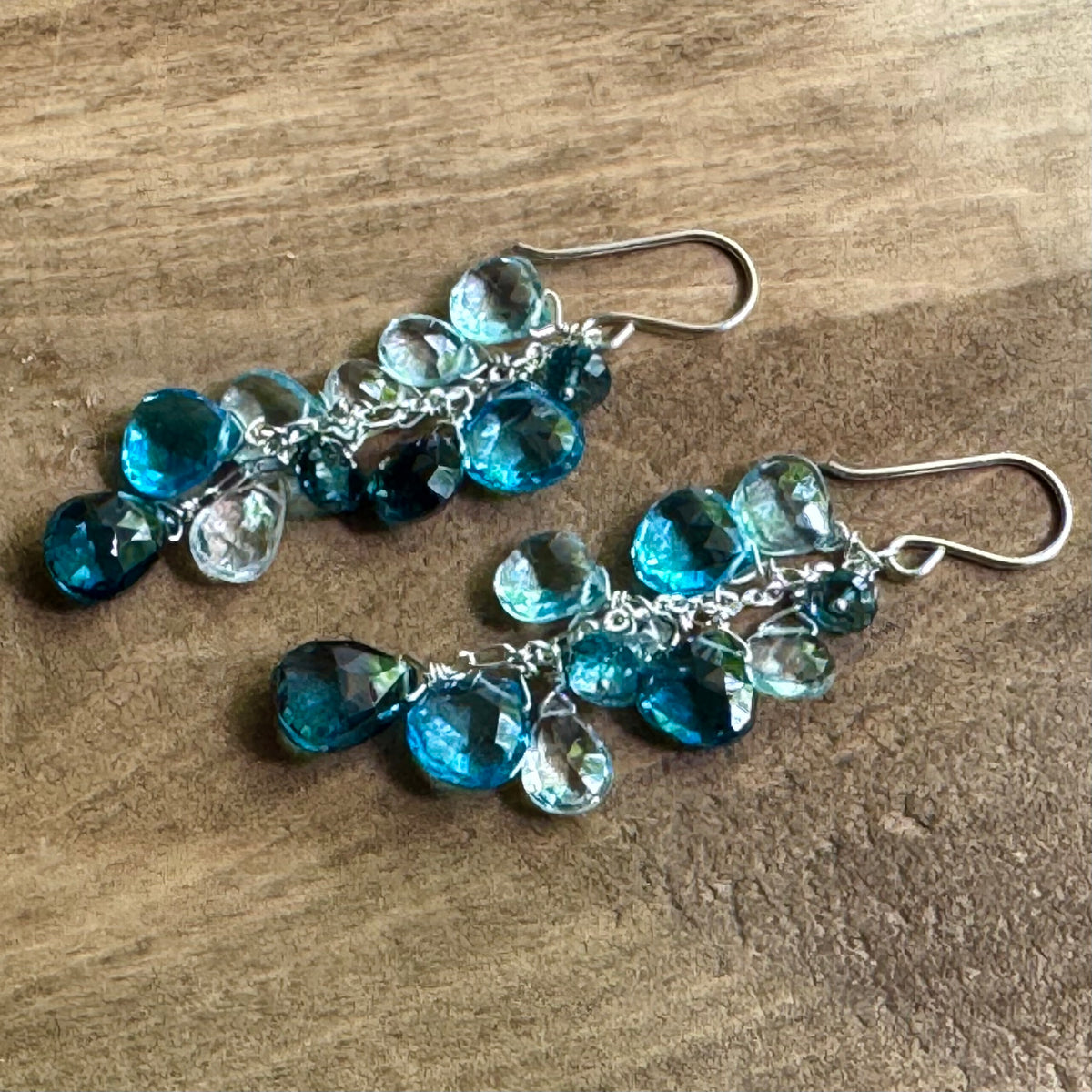 London and Swiss Blue Topaz Dangle Earrings in Sterling Silver