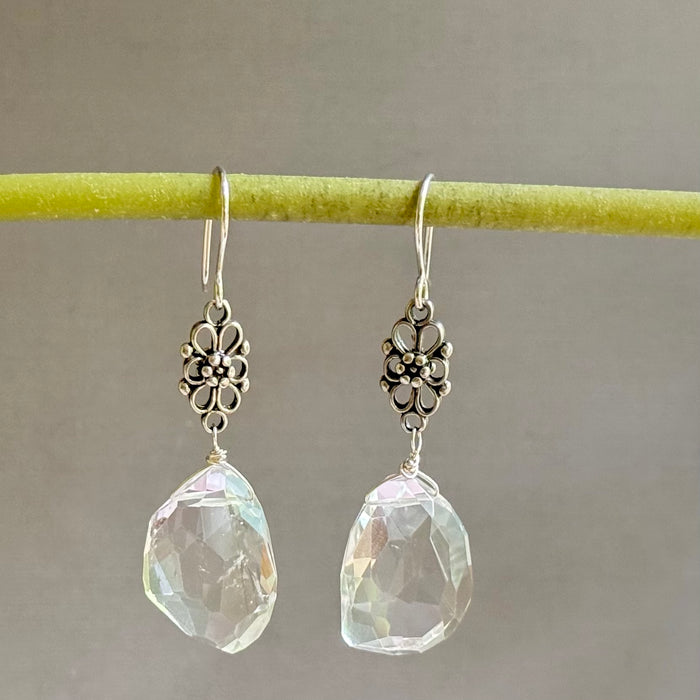 Crystal Quartz Nugget Earrings in Sterling Silver