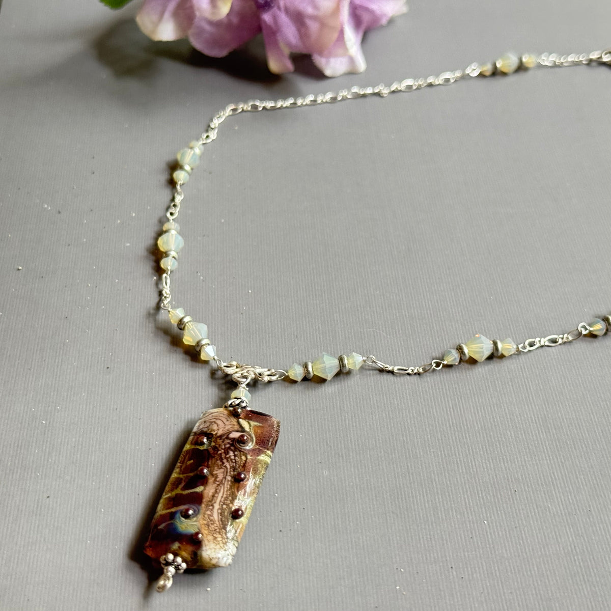 Purple Grace Ma Lampwork Bead Necklace in Sterling Silver
