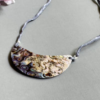Shell Banana Pendant and Silk Cord Necklace in Sterling Silver