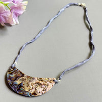 Shell Banana Pendant and Silk Cord Necklace in Sterling Silver