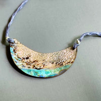 Shell Banana Pendant and Silk Cord Necklace in Sterling Silver